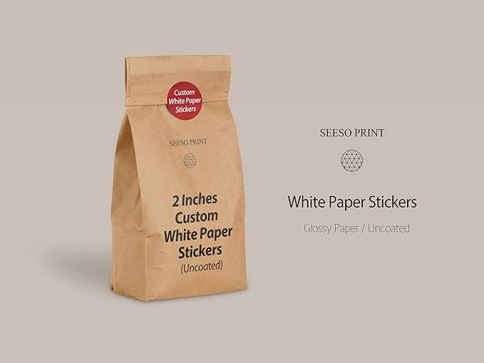 300 pcs Premium Custom Stickers Paper 2 inch Round Uncoated - Personalized Stickers for Businesses with Logo and Name. Birthday and Wedding Favors. Baby Pets Label Product Boxes