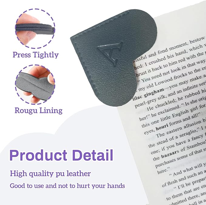 MOTEERLLU Personalized Leather Heart Bookmark with Initials, Cute Custom Corner Bookmarks for Reading Women, Men, Kids, Teachers, Book Lovers Gifts(Black P)