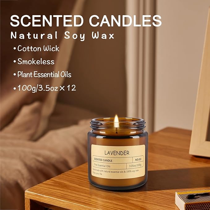12Pack Scented Candle Set - Aromatherapy Candle Gift Set – Long Lasting Jar Candles for Men| Women, Ideal for Birthdays, Mother's Day Thanksgiving Gifts