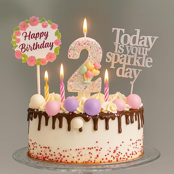 by Tugba Aydan - 2 Number Birthday Candles – 24 Piece Cake Decoration Kit with Number Candle – Party Supplies for Kids’ Birthday Celebration