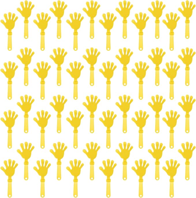 100 Pcs Sunburst Yellow Hand Clappers 7.5 Inch Clappers Noisemakers Noise Makers Party Favors Plastic Clapper for Sporting Events Cheers Ball Dance Basketball Football Noisemakers （Yellow）