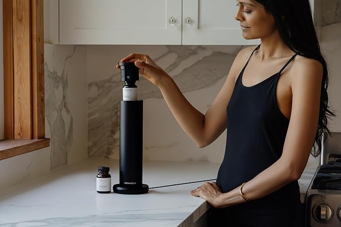 AromaTech New AroMini BT Plus Scent Diffuser w/Bluetooth – Cold-Air Diffusion Scent Machine for Home, Office, Hotel, Spa – Nebulizing Diffusion System for Essential Oil Blends (Black)