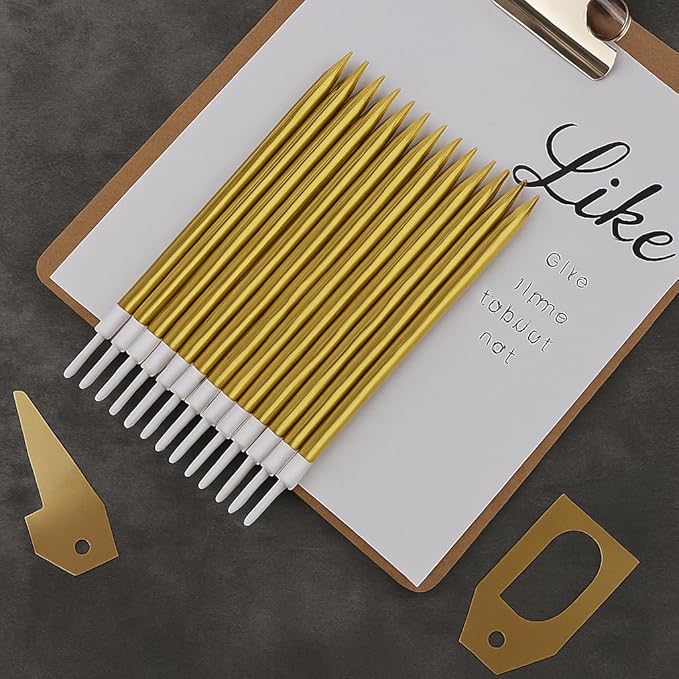 by Tugba Aydan - Gold Birthday Candles - 24 Pack | Metallic Long Thin Candles for Cakes & Cupcakes | Elegant Cake Decoration for Adults, Kids, Men & Women | by Tugba Aydan Home Design