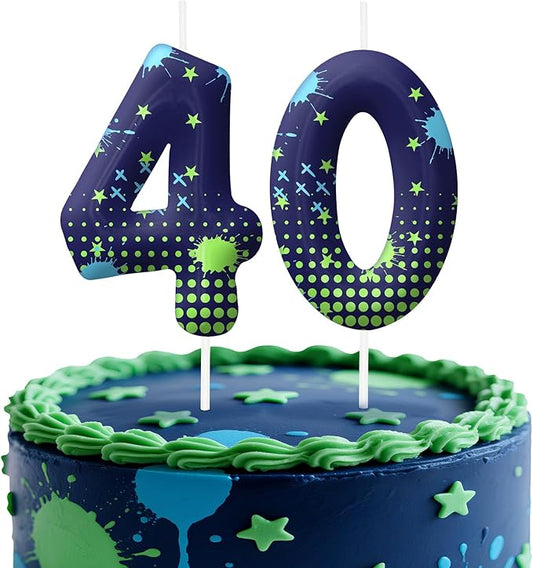 Video Game Number 40 Birthday Candles, Game Themed Cake Topper for Boys Girls, Cake Decorations for Birthdays, Gaming Theme Party Supplies, Candles for Party Decorations