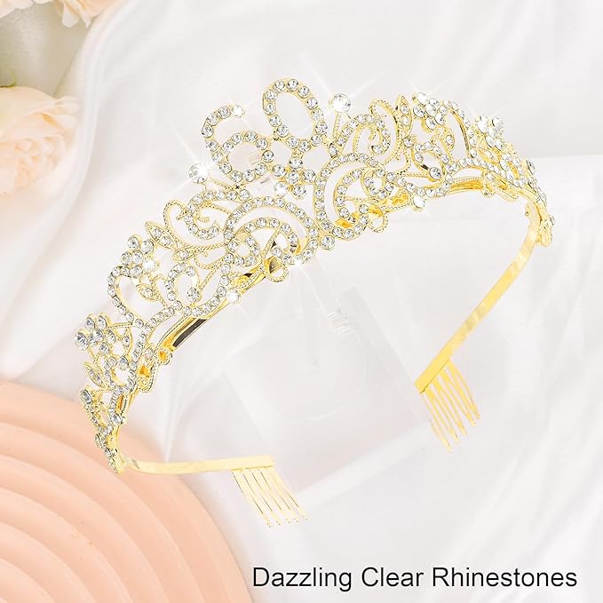 CIEHER 60th Birthday Decorations for Women - 60th Birthday Crown + 60 & Fabulous Birthday Sash + Pearl Pin Set, Gold 60th Birthday Tiara, 60th Birthday Gifts Women Friends