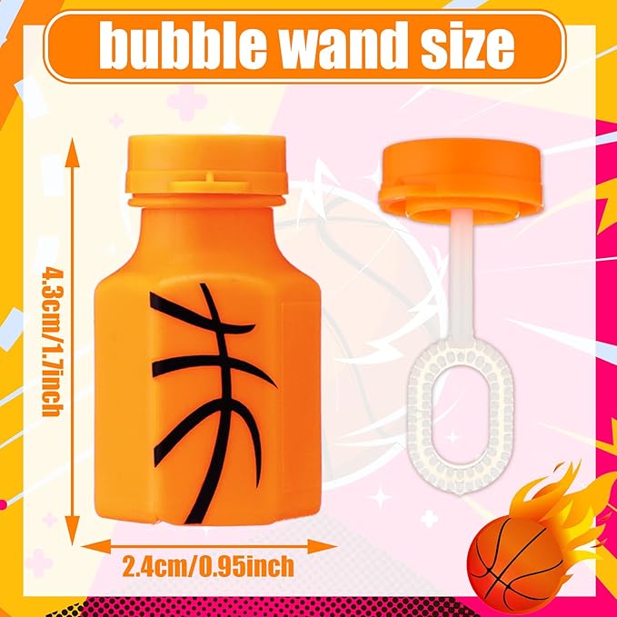 24 Pack Bulk Basketball Bubble Wands Basketball Party Favors Sports Ball Theme Birthday Party Supplies Goodie Bag Stuffers Supplies Decorations