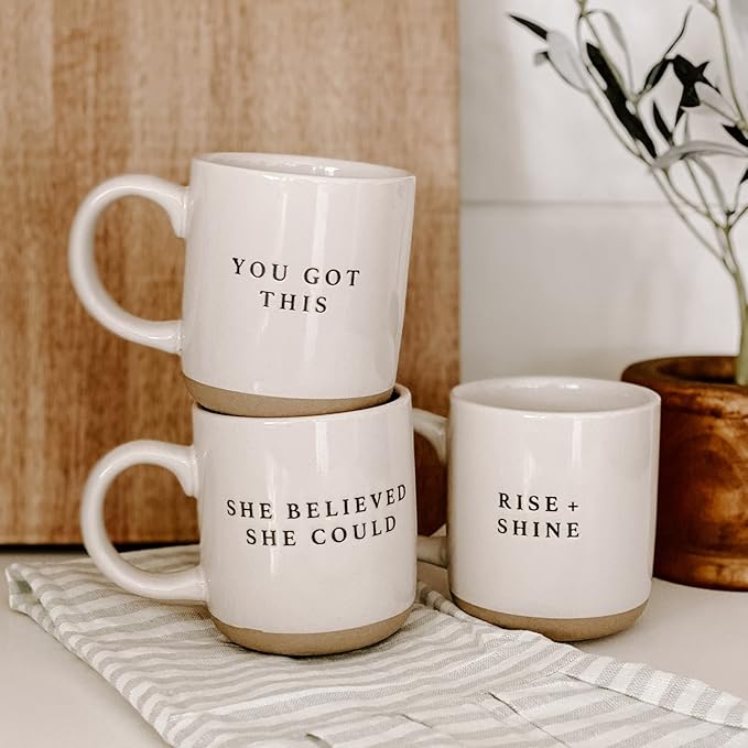 Sweet Water Decor Stoneware Coffee Mugs | Novelty Coffee Mugs | 14oz Stoneware Coffee Cup | Microwave & Dishwasher Safe | Motivational Coffee Mug | Birthday Gift (You Got This)