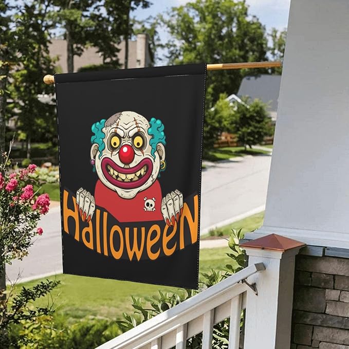 Halloween Clown Garden Flag 12 X 18 In Outdoor Happy Halloweens Mini Yard Flag House Flags Double-Sided Farmhouse Sign For Home Garden Decoration