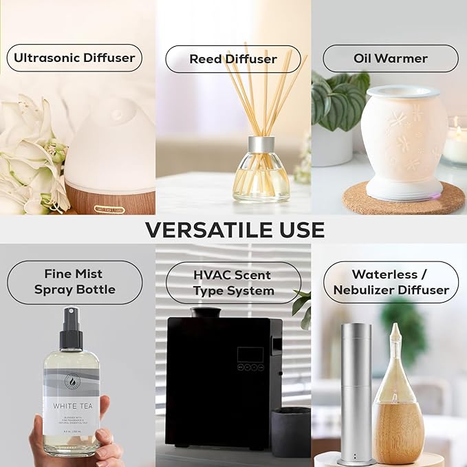 Aroma Country White Tea Diffuser Oil - Luxury Essential Oils for Diffuser Refill & Air Freshener Room Spray, Long-Lasting, Natural Home Fragrance and Hotel Scent for Diffusers & Machines (8.5 Fl Oz)