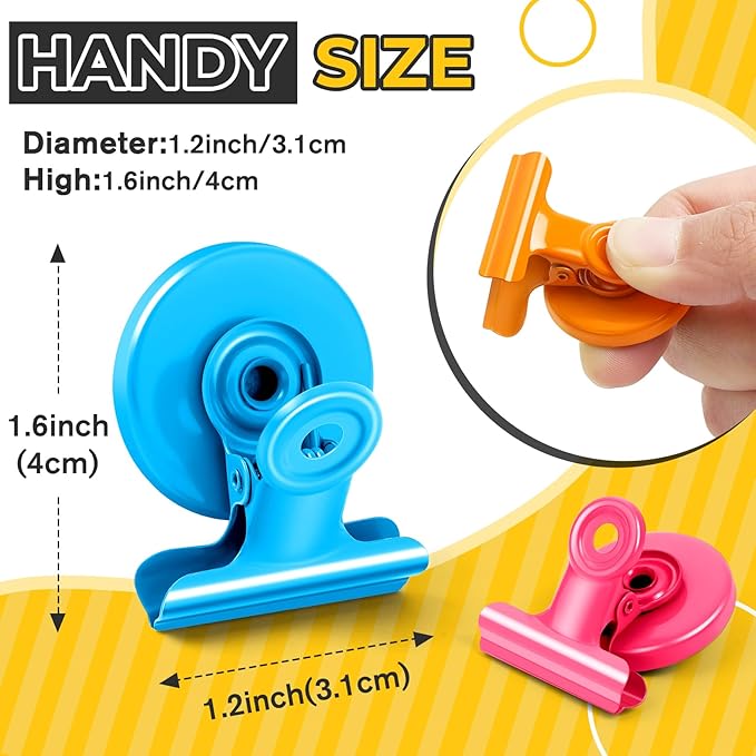 40 Pack Magnetic Clips Heavy Duty, Colorful Magnet Clips for Fridge, Refrigerator Magnets, Strong Magnetic Clip, Scratch Free Magnets with Clip for Whiteboard, Refrigerator, Locker