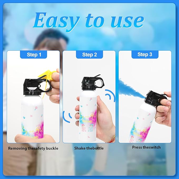 SRG Gender Reveal Fire Extinguisher Color Blaster | 2 Packs Baby Boy Blue Gender Reveal Extinguisher Smoke | Spray for Gender Reveal Decorations & Ideas（Blue）