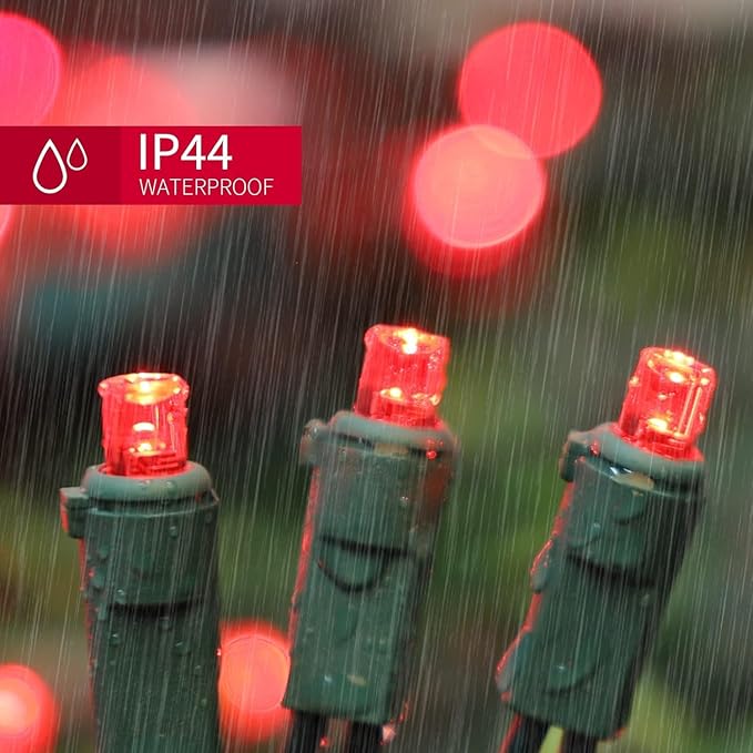 LAMPHOME 60LED Red Valentine Lights, Valentine Room Lights Green Wire, Connectable Plug in red Christmas String Light Indoor Outdoor for Christmas Bedroom Valentines Party