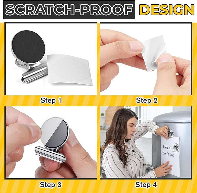 20 Pack Magnetic Clips Heavy Duty, Silver Magnet Clips for Fridge, Refrigerator Magnets, Strong Magnetic Clip, Scratch Free Magnets with Clip for Whiteboard, Refrigerator, Locker