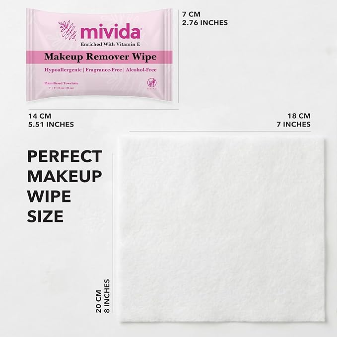 mivida 500 Count Bulk Individually Wrapped Makeup Remover Wipes with Vitamin E | Hypoallergenic, Fragrance-Free, Alcohol-Free makeup wipes | Bulk single make up removing wipes