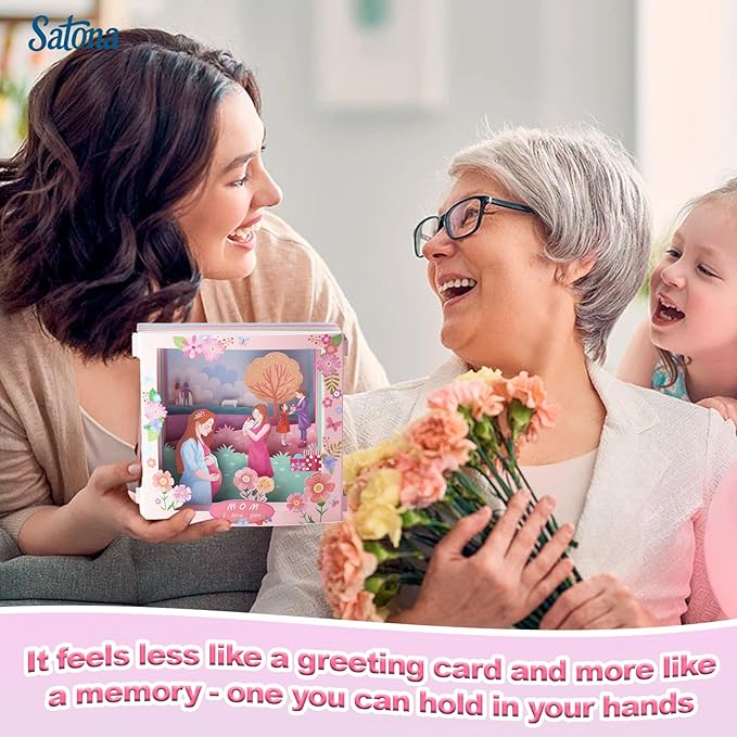 SATONA 3D Mother Pop-Up Greeting Card, Elegant Floral Scene, Includes Envelope & Message Card, Perfect for Mothers, Wives, Grandmas, or a Special Occasion (Mom I Love You)