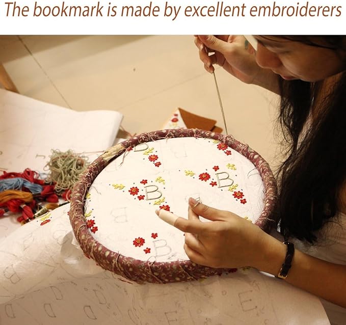 Personalized Hand Embroidered Corner Bookmark, Cute Flower Book Mark, Hand Stitch Gift for Women Book Lovers by HNQCPCVU (T, White)