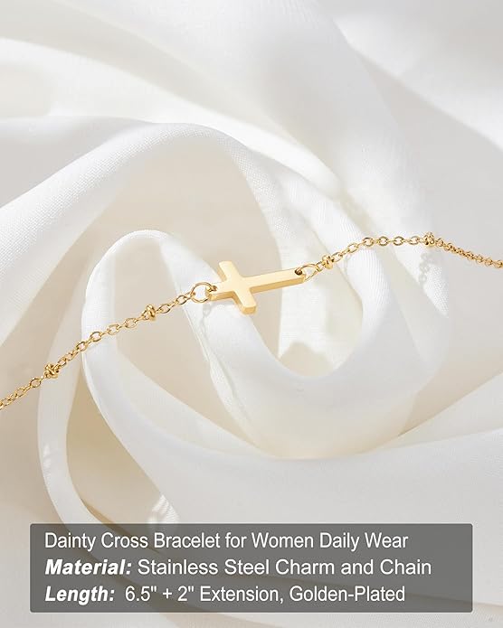 Tarsus Cross Bracelet for Women, Christian Gifts for Women, Religious Gifts Adjustable Dainty Cross Bracelet, Easter, Mother's Day, Christmas, Birthday