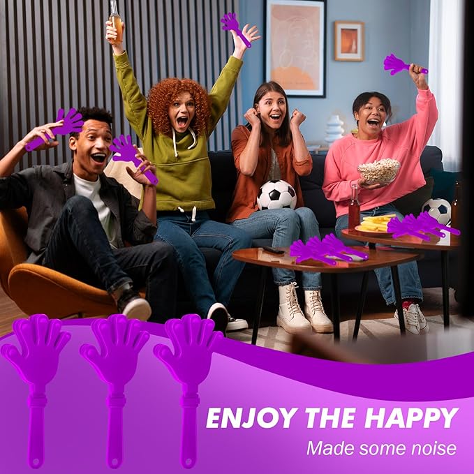 20 Pcs Hand Clappers Noisemakers 7.5 Inch Clappers Noisemakers Plastic Hand Clappers for Birthdays Game Football Sporting Events Cheers Supplies Dance Basketball Football Noisemakers(Purple)