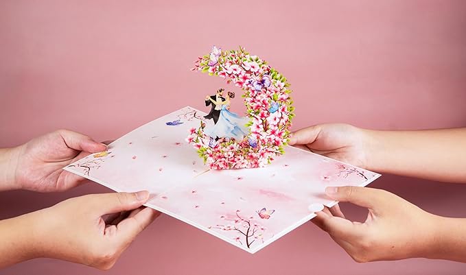 Couple Dancing in the Moon Pop Up Anniversary Cards, 6x8in Wedding Anniversary Card, Valentines Day Card, 3D Romantic Gifts for Her, Him, Husband, Wife, Mom, Dad (Dancing in the Moon).