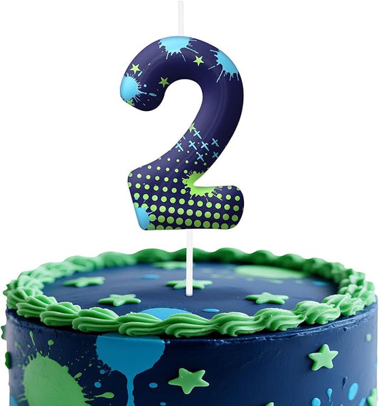 Video Game Number 2 Birthday Candles, Game Themed Cake Topper for Boys Girls, Cake Decorations for Birthdays, Gaming Theme Party Supplies, Candles for Party Decorations