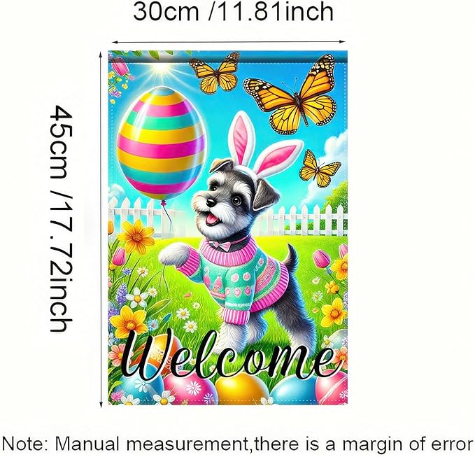 Blissyard Spring Summer Garden Flag Flower Dog Garden Flags For Outside Welcome Flags 12x18 Double Sided Yard Outdoor Decorative Egg Butterfly Garden Flag
