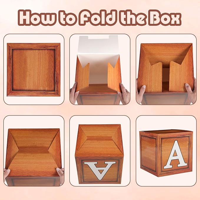 Baby Shower Decorations - Boxes with Letters for Gender Reveal (Wood) - 4 Balloon Boxes Included