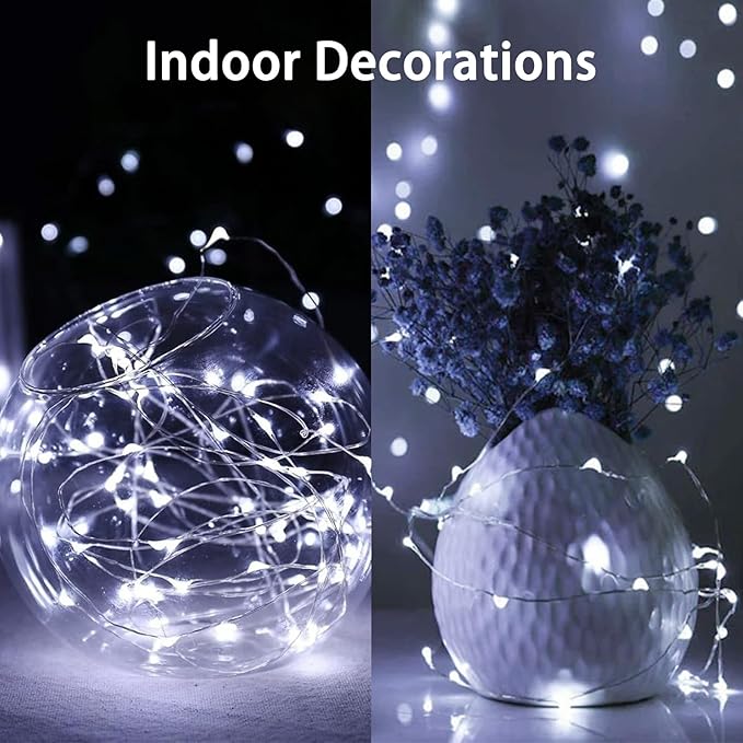 4 Pack White Fairy Lights Battery Operated with Remote, Waterproof 20FT 60LED Cuttable Twinkle Lights with Timer Indoor Outdoor, String Light for Bedroom, Classroom, Wedding, DIY, Christmas Décor