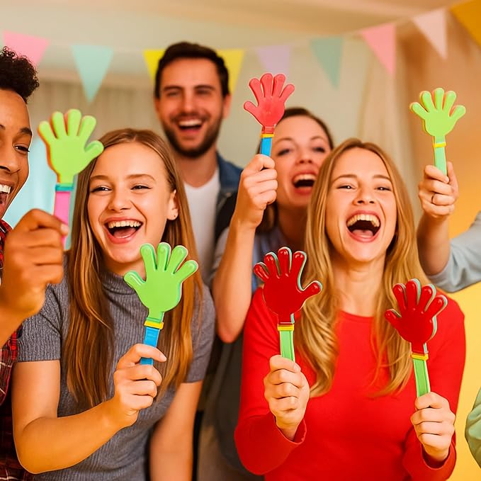 Meooeck 300 Pcs 200 Pcs 7.5 Inch Noisemakers Bulk Plastic Hand Clappers Noise Makers for Sporting Events Fiesta Birthday Supplies, Random Color