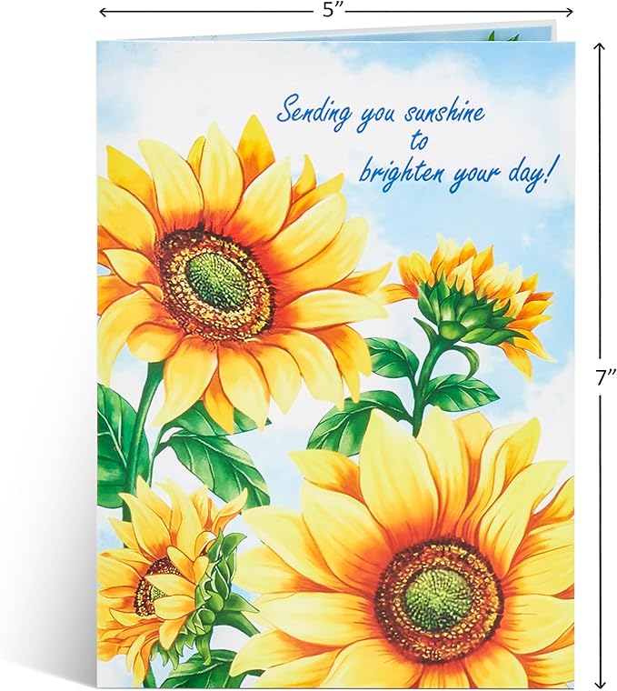 Floral Sunflowers Pop Up Card, Happy Birthday, Flowers, 3D Greeting Cards, Gifts for Mom, Mother in Law, Wife, Girlfriend, Sister, 5x7 - Includes Envelope And Message Note