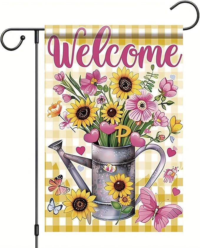 Starlit Patio Welcome Summer Spring Floral Mason Jar Garden Flag 12×18 Inch Double Sided Daisy Flowers Floral Pink Yard Flag Outside Decorations Farmhouse Outdoor Small Home Decor