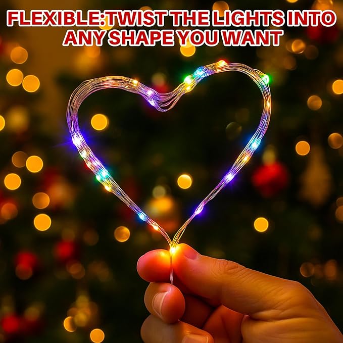 Macarrie 3 Pcs Fairy Lights USB Powered 16 ft 50 LED String Lights Plug in for Xmas Indoor Outdoor Party Wedding Home Festival Tree Garden Decoration (Multicolor)