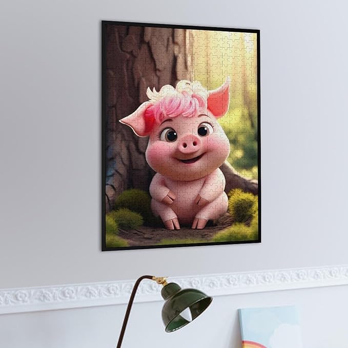 Wooden Jigsaw Puzzles - Cute Baby Pig - 500 Piece Jigsaw Puzzle for Adults Teenagers and Kids Educational Family Game，Home Decor，Suitable for Puzzle Enthusiasts and Collectors