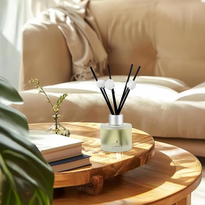Brakula 2 Pack Reed Diffuser Set, Real Flower Scented, Home Fragrance with 14 Sticks Bathroom Decor, Reed diffusers for Home 6.76 fl oz (Real Flower)