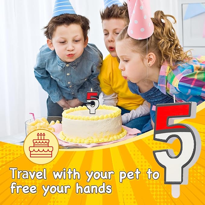Number 5 Candle Cartoon Red and White Birthday Cake Candle for Cartoon Animated Birthday Decoration Party Supplies (Number 5)