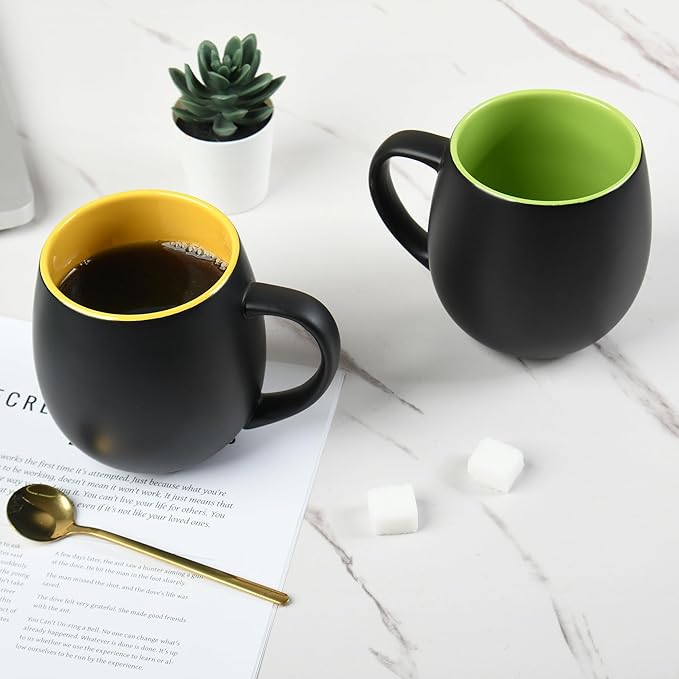 20oz ceramic Coffee Mug Sets Matte Black Porcelain Mug Multiple colors Cups for Coffee, Tea, Juice, Cocoa Set of 6 (20oz)