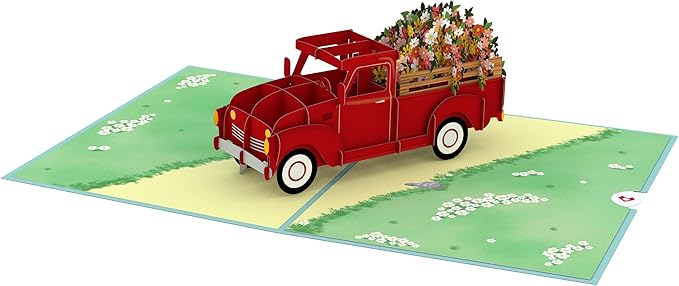 Lovepop Garden Truck Pop Up Card - 3D Floral Card, Mother's Day Card, Birthday Card, Spring Card