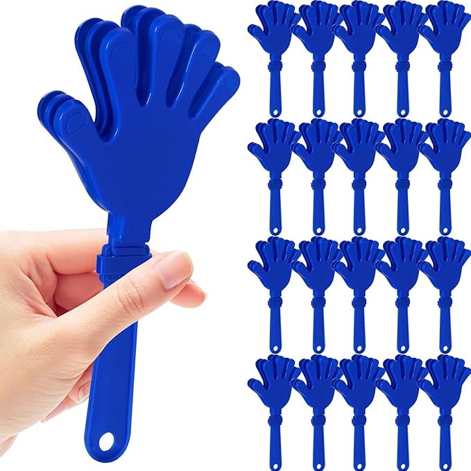 20 Pcs Hand Clappers Noisemakers 7.5 Inch Clappers Noisemakers Plastic Hand Clappers for Birthdays Game Football Sporting Events Cheers Supplies Dance Basketball Football Noisemakers(Blue and White)