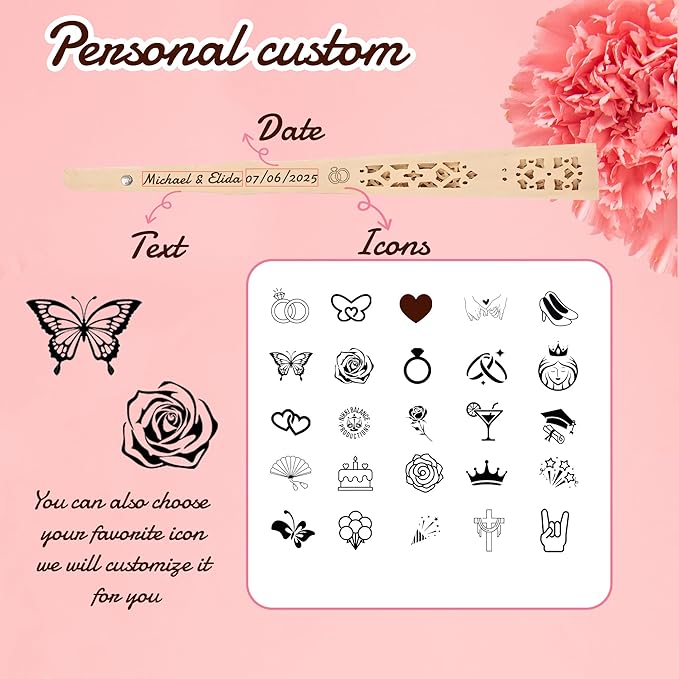 MBDFUT 11Pcs Wedding Fans Personalized Sandalwood Hand Fans with Organza Bags Hand Fans for Women Foldable Custom Wooden Fans Handheld with Text/Date Wedding Party Favors for Guests (11)
