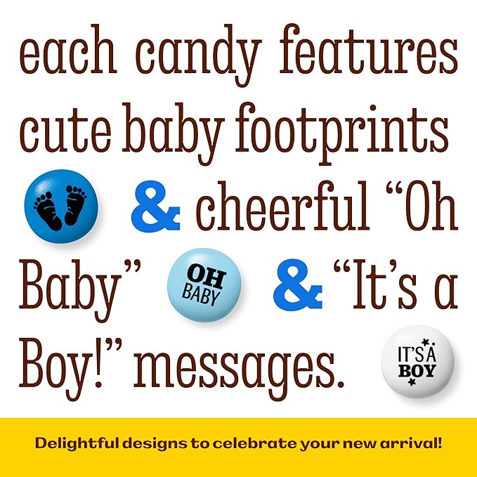 M&M'S World Baby Boy Milk Chocolate Favors 20 Packs 0.75oz each with Blue and White M&M'S for Boy Baby Showers Gender Reveal Parties and Guest Giveaways