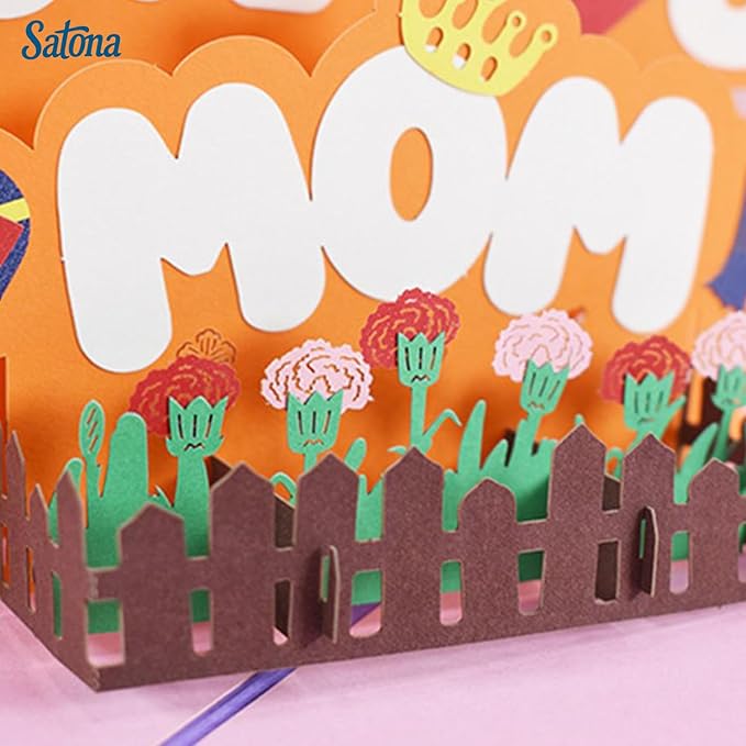 SATONA 3D Mother Pop-Up Greeting Card, Elegant Floral Scene, Includes Envelope & Message Card, Perfect for Mothers, Wives, Grandmas, or a Special Occasion (Love You Mom)