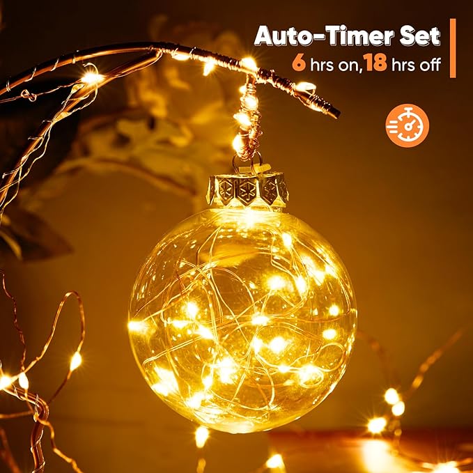 Ariceleo 4 Pack 32.8 Ft. Battery Operated Outdoor String Lights with Remote & Timer, LED Warm White Fairy Lights, Waterproof Twinkle Lights for Bedroom, Dorm, Mason Jar, Wedding, Party, Christmas