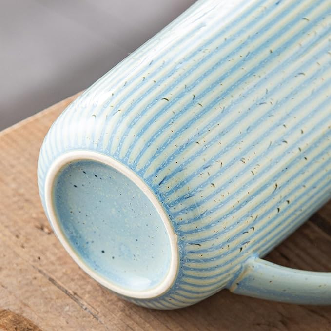 Yundu 15.5oz/470ml Flambe Blue Ceramics Teacups with Infuser and Lid, Loose Leaf Tea Cup
