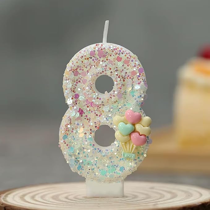 by Tugba Aydan - 8 Number Birthday Candles – 24 Piece Cake Decoration Kit with Number Candle – Party Supplies for Kids Eighth Birthday Celebration