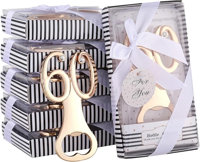 18 Packs Creative Bottle Openers for 60th Birthday Party Favors or 60th Wedding Anniversary Party Gifts 60th Birthday Party Gifts Souvenirs Decorations for Guests(60th)