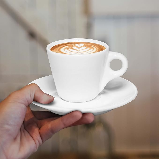 DISCOUNT PROMOS Espresso Cups with Saucer 2.75 oz. Set of 10, Bulk Pack - Perfect for Espresso, Tea, Other Beverages - White