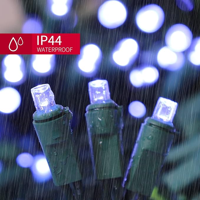 LAMPHOME White Wide Angle LED Christmas Lights, 64.8 Ft 300 Count, Pack of 3 Strands 21.9 Ft 100 Lights UL Certified Commercial Grade Green Wire 5mm Holiday String Light