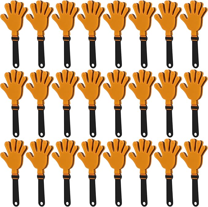 24 Pcs Hand Clappers 7.5 Inch Plastic Clappers Noisemakers Party Favors Clapping Noise Maker Birthdays Game Prizes Classroom Rewards Football Sporting Events Cheers Supplies (Orange,Black)