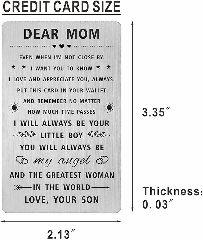 SOUSYOKYO Mom Christmas Card from Son, Thank You Mom Birthday Gift from Son, Unique Mothers Day Long Distance Present