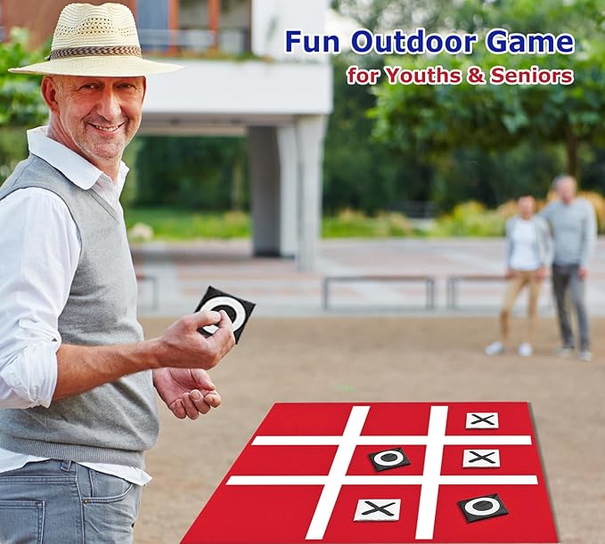 Giant Tic Tac Toe Bean Bag Toss - Outdoor Camping Backyard Lawn Games for Kids Adults - Large Indoor Family Games for Christmas Party
