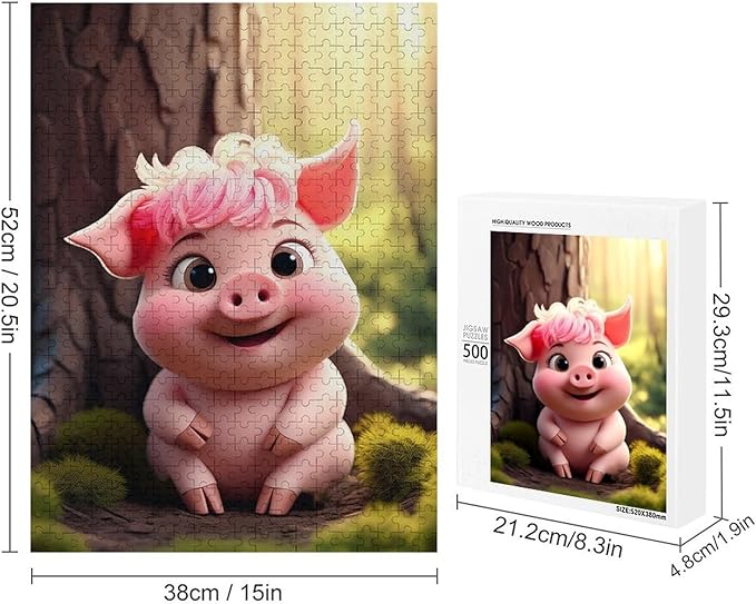 Wooden Jigsaw Puzzles - Cute Baby Pig - 500 Piece Jigsaw Puzzle for Adults Teenagers and Kids Educational Family Game，Home Decor，Suitable for Puzzle Enthusiasts and Collectors